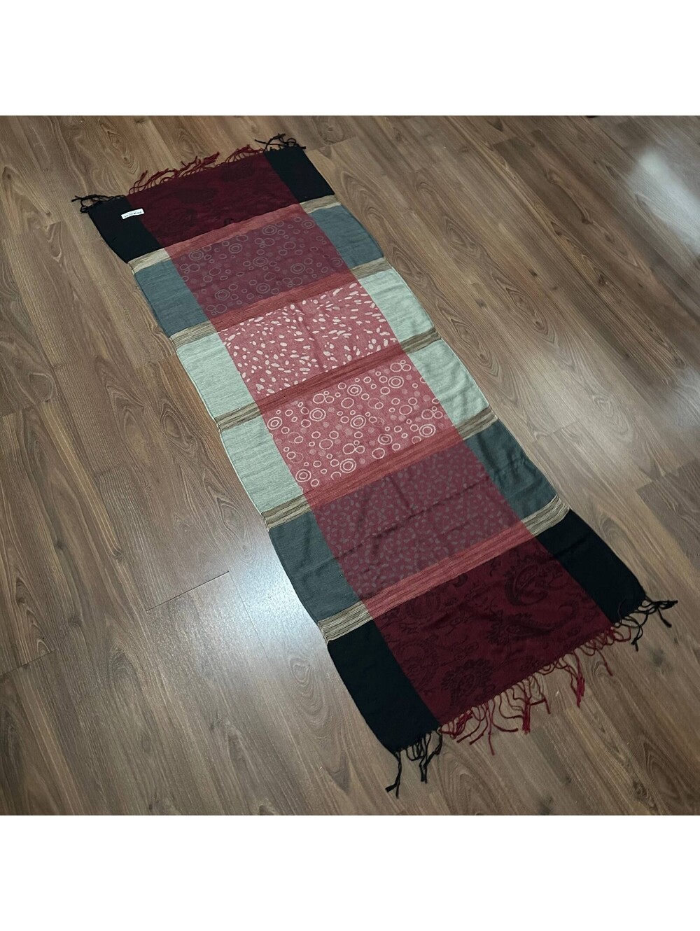 Multicolor 100% Pashmina Scarf Wrap Geometric & Paisley Pattern Fringe Boho
